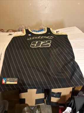 Dutch Bros Black Pinstripe Tank Top with Yellow Trim